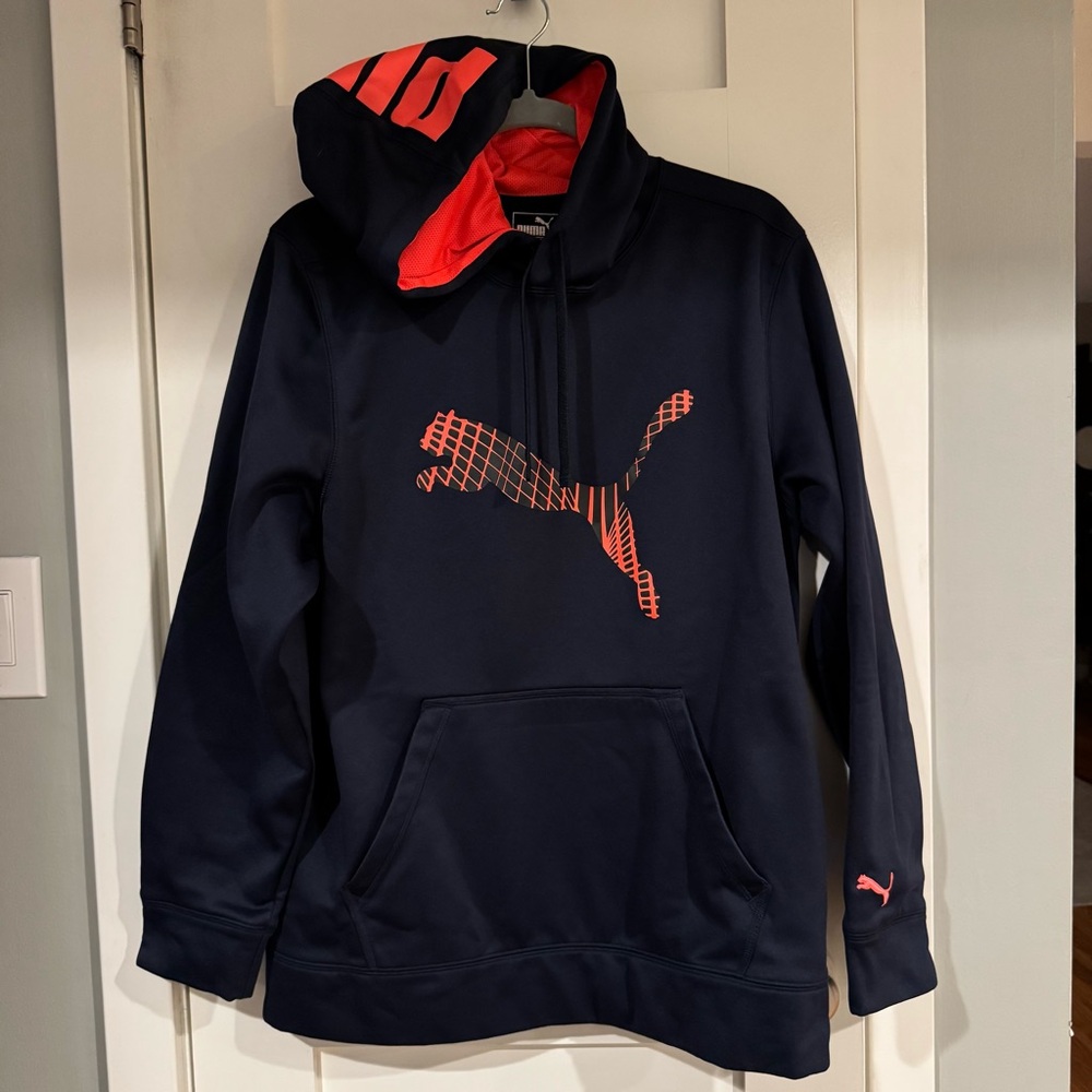 Puma Men's Blue/Orange Warm Fleece-lined Hoodie w/ Logos!